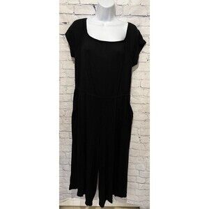 Torrid Super Soft Black Short Sleeve Wide Leg Pant Jumpsuit With Pockets 1/1X